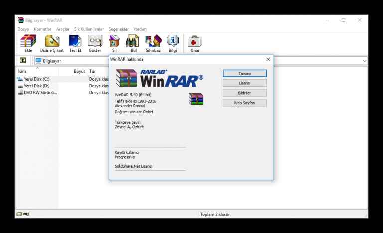 WinRAR Crack İndir - Full Türkçe 2024 v7.01 Orjinal (32-64Bit)